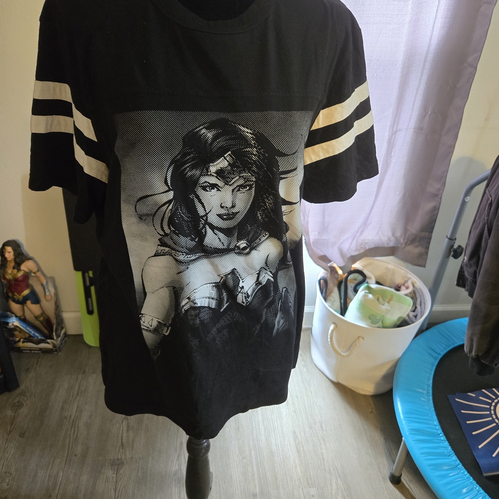 Black T-Shirt with Wonder Woman Graphic